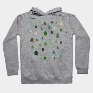 Christmas Pine Fir Tree Green Shades on Black Hoodie